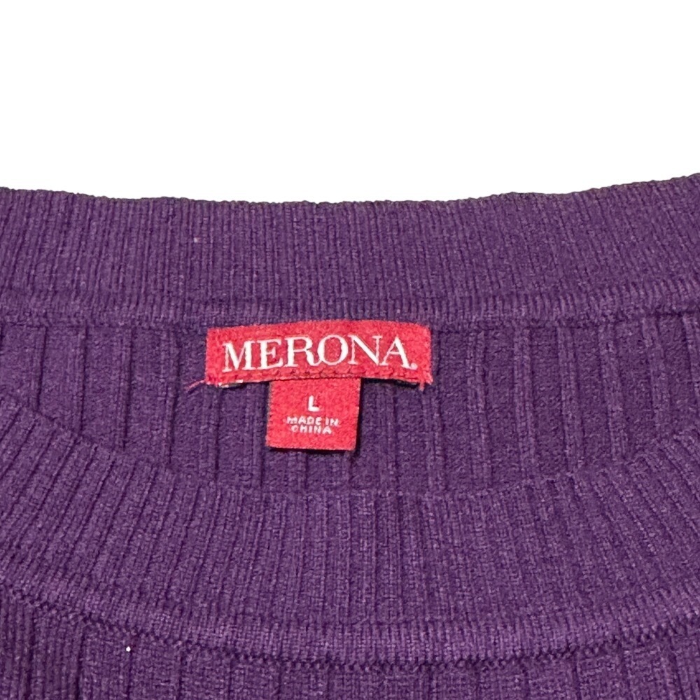 Merona Womens Purple Ribbed Knit Boat Neck Long Sleeve Sweater Large RN17730 - Picture 5 of 7
